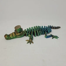 Tri Color  Flexi Factory Crocodile with Top Hat Articulating Toy Figure
