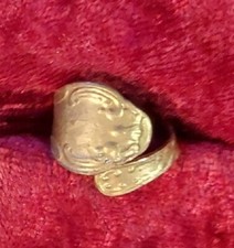 Brass Tone Spoon Floral Ring Size 5.5-6 Adjustable