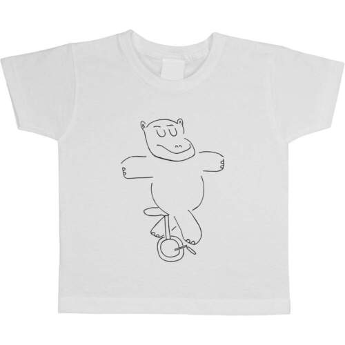 Bawełniane koszulki dziecięce / dziecięce 'Hippo On A Unicycle' (TS028024) - Zdjęcie 1 z 6