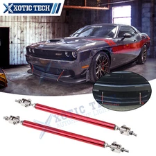 2X Sporty Red Bumper Lip Splitter Strut Rod Tie Support Bar For Dodge 2000-2021
