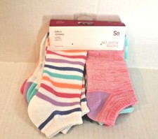 SO 10-Pair Girl's Multi-Color No-Show Socks Size Large Fits Shoe Size 4-10