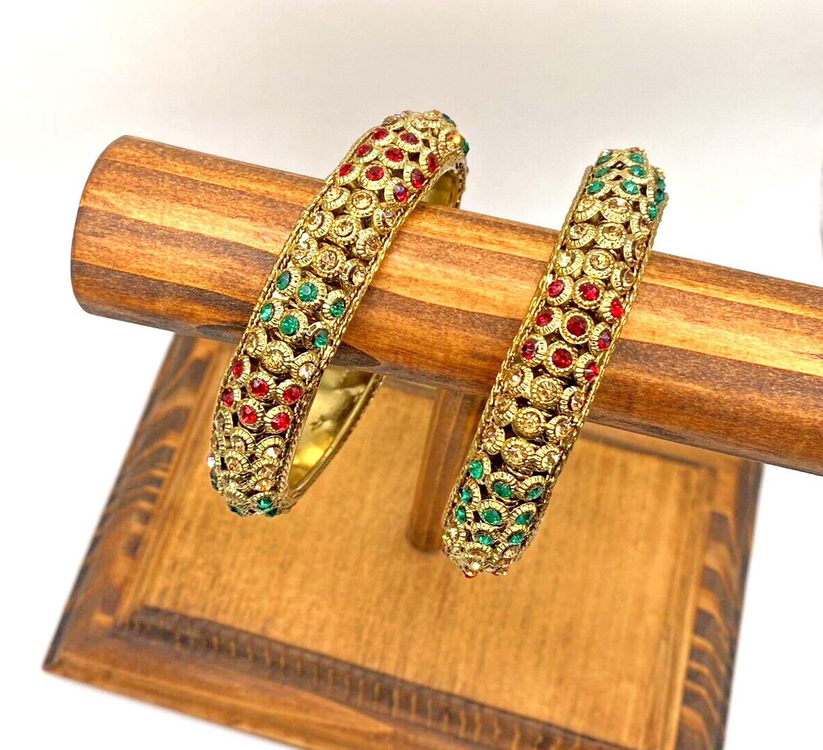 Vintage Statement Bangle Bracelet Set Multicolore… - image 8