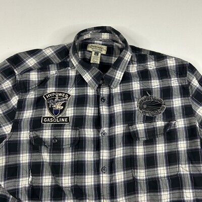 American Rag CiE Embroidered Shirt Mens XL Plaid Flannel Button Up Long  Sleeve