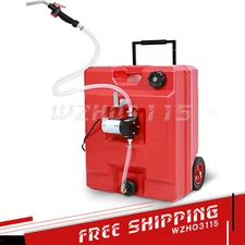 Red 13 Gallon Portable Fuel Caddy Tank w/ 12V DC Electric Fuel Oil Transfer Pump
