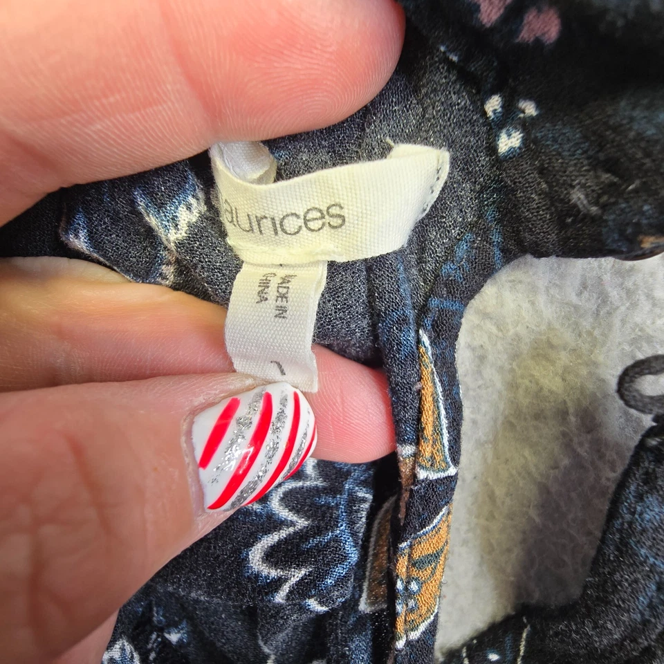 Maurices Top Womens Plus 1X Black Keyhole Neck Floral Hippie Western Cowgirl - Image 4 of 4