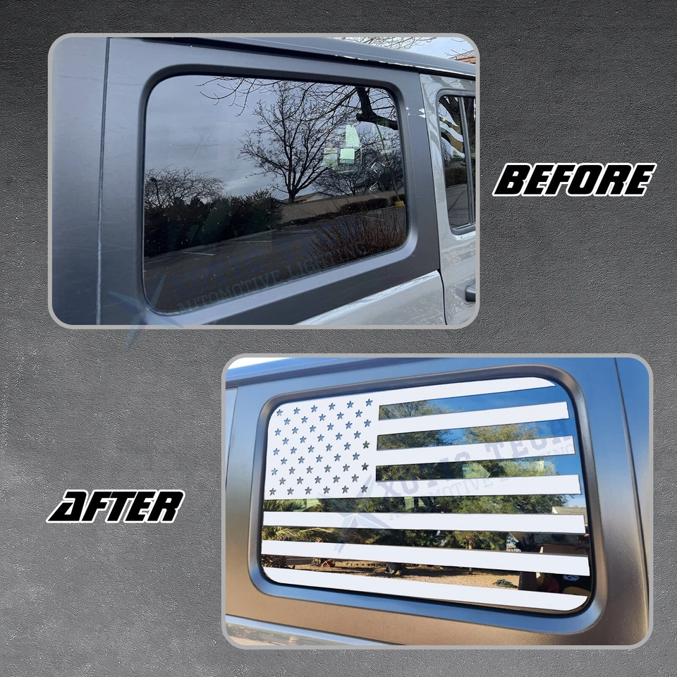 Calcomanía blanca de bandera americana para ventana trasera lateral para Jeep Wrangler JL JLU 2018+ 4 puertas Foto 4 de 4