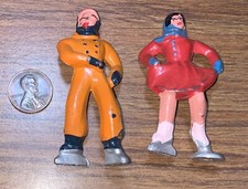 Vintage Christmas Village Barclay Skaters 2 pcs