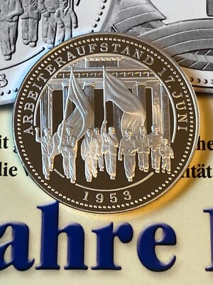 Medaille 40 Jahre DDR - Arbeiteraufstand 17. Juni 1953 -  Proof incl. Zertifikat - Bild 1 von 3