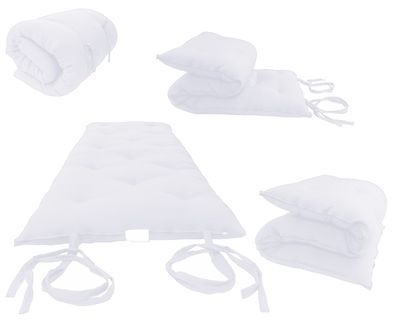 White Full Size Traditional Japanese Floor Rolling Futon Mattress, Bed, Mat
