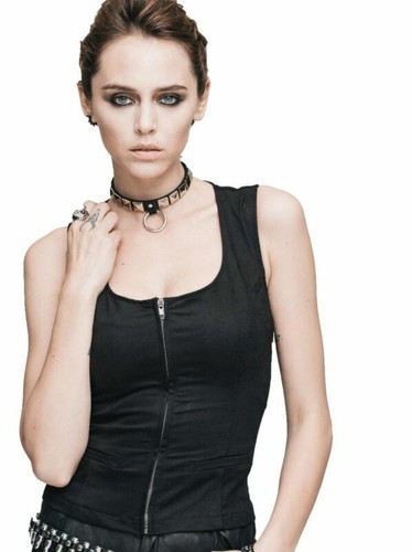 Steampunk Damen Baumwolle Tank Tops sexy ärmellos hohl schmal schwarz Oberteil Weste - Bild 4 von 12
