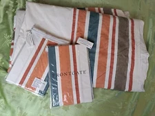 Frontgate Landen Framed Duvet Cover & Pillowsham Set 3pc Stripe Cotton Multicolo