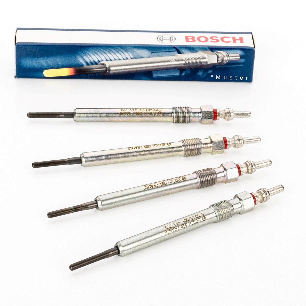 4X Glow Plugs Original Bosch Duraterm 0250202125 For Toyota Hiace Hilux 2.5 D