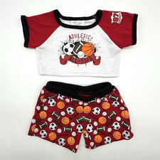Build A Bear Athletic All-Star Sports Balls Pajamas PJs Football Basketball Set