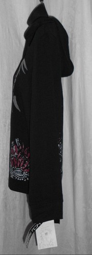 Alyson WhitMore Hoodie Size PL NWT Black Floral Cotton Blend Long Sleeve Zipper - Picture 6 of 12