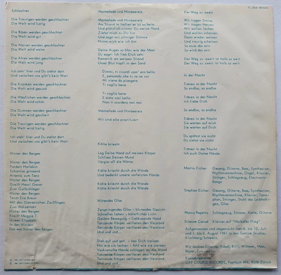 Grauzone – Grauzone (Vinyl, 1981), OIS mit Texten, sehr gut (VG++) - Bild 4 von 4