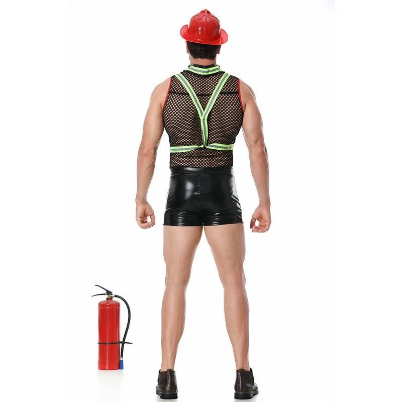 Fantasia sexy de bombeiro para homens – Roupa de role play de bombeiro - Imagem 3 de 4