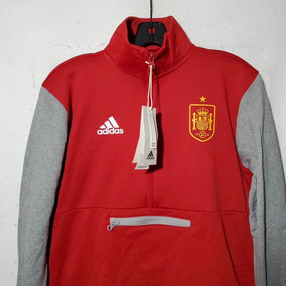 Sudadera Selección de Fútbol de España 1/4 Cremallera Manga Larga Pullover Rojo Hombre Nueva con Etiquetas Foto 2 de 4