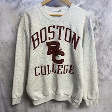 Vintage Boston College Crew Neck Sweatshirt Mens Large 90s Heather Gray