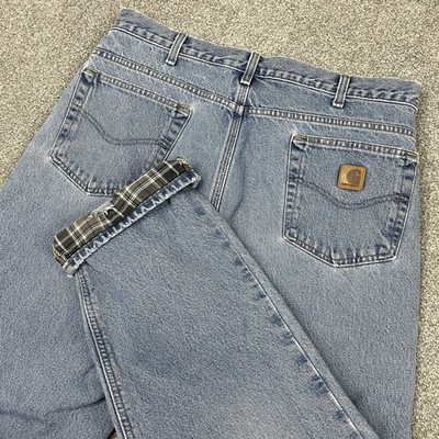 Carhartt Jeans Mens 36x30 (Fits 34x30) Flannel Lined Straight Leg B172 DST Y2K
