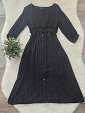 VICI Black Smocked Waist Button-Front Cottagecore Midi Dress, Size Small