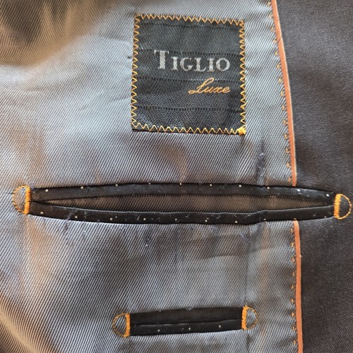 Tiglio Luxe Suit Jacket Sportcoat Blazer Men 48R Tufo Gray Solid 100% Wool Italy - Picture 9 of 12