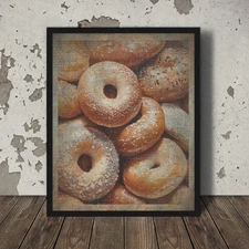 Vintage BAGEL Wall Art, Retro Baking Bread Poster, Jewish Bakery Kitchen Decor