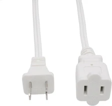 2FT Short Extension Cord, 2 Prong White Extension Cords, 18 AWG SPT2 Female Male