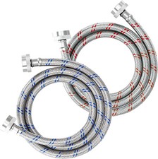 Washing Machine Hoses 4FT Stainless Steel Braided Hot Cold Water Lines 2 Pack