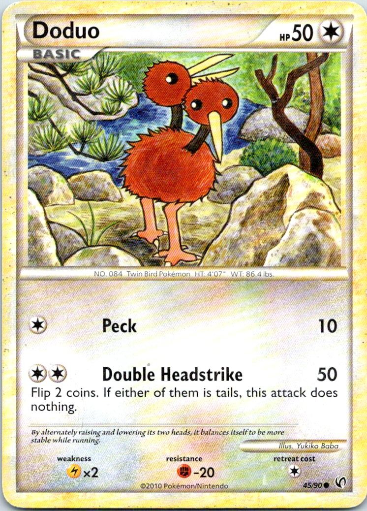 Doduo 45/90 Common HGSS Undaunted Pokemon Moderately Played