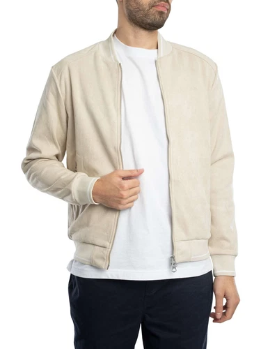 Antony Morato Men's Logo Suede Bomber Jacket  Beige