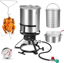 30QT Turkey Fryer & 10QT Fish Fryer Kit, Turkey Fryer Pot with Baskets and 54,00