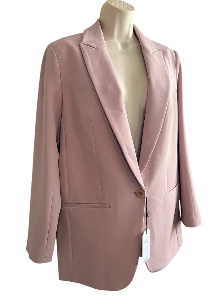 Blazer Express Power Rosa Cuello Muesca Un Botón Bolsillos Talla M Nuevo Foto 4 de 4