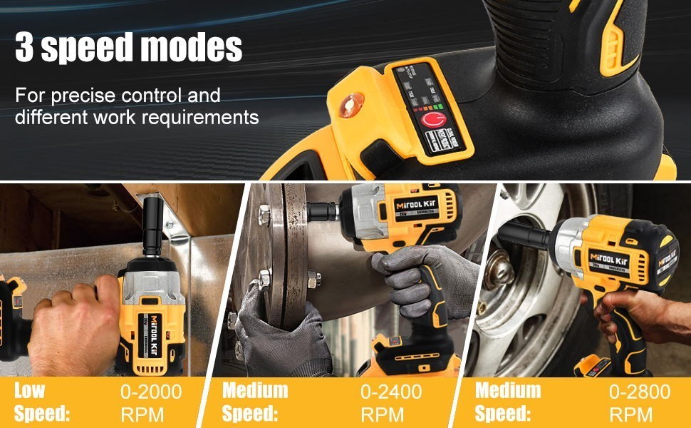 1800Nm Cordless Electric Impact Wrench Gun 1/2'' High Power Driver w/ Battery