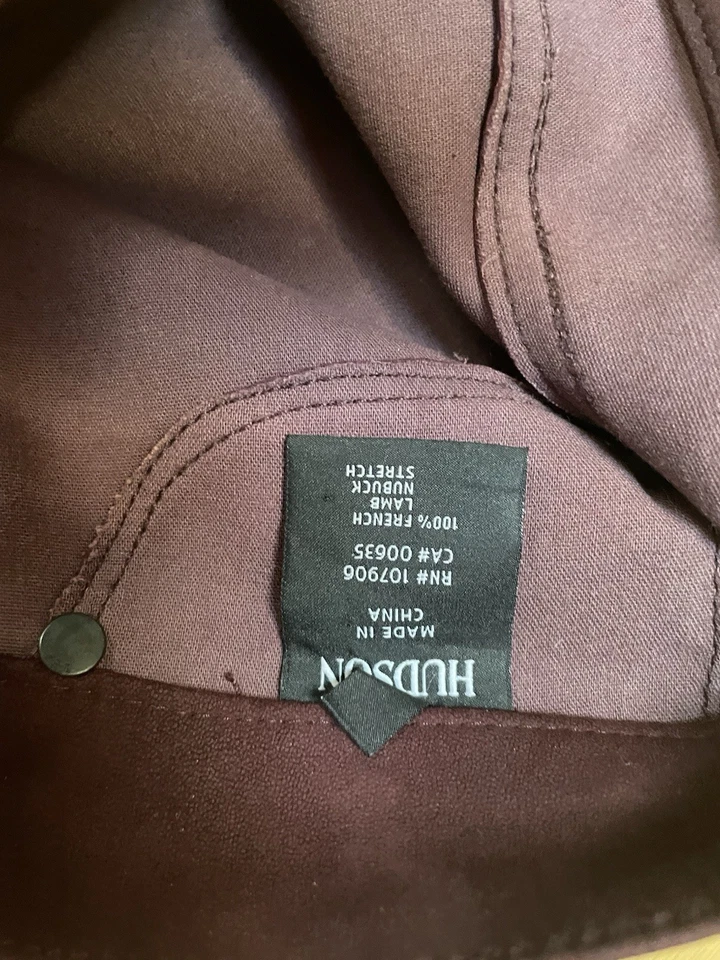 Hudson Borgoña Oscuro 100% Piel de Cordero - Pantalones Moto Pierna Ajustada - Talla 27 Foto 2 de 4