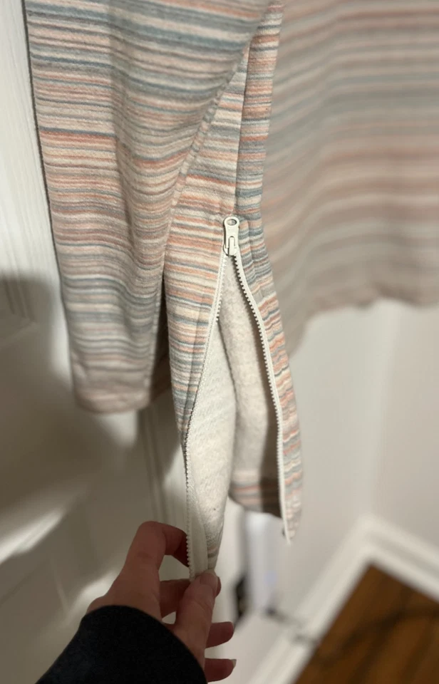 T by Talbots女式2X模拟领运动衫条纹柔软舒适拉链侧边 — 第 4/4 张图片