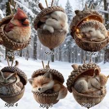 6 STYLE-Personalized Forests Animal Acorn Ornaments, 2D FLAT Forests