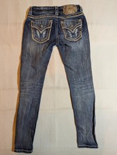 Miss Me Jeans Womens 24 Signature Ankle Skinny Leg Distressed Embellished Denim