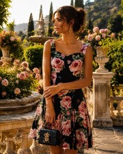 Dolce & Gabbana Multicolor Rose Print Dress