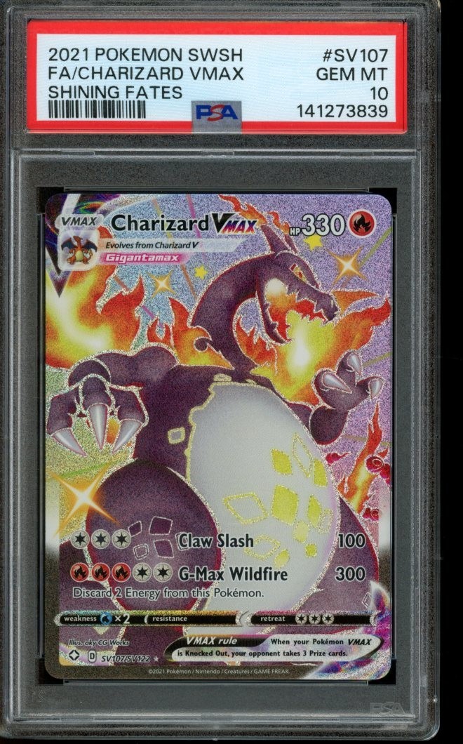 PSA 10 GEM MINT Pokemon Charizard VMAX Shining Fates SV107/SV122