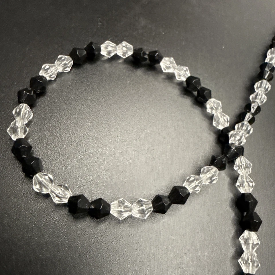 "Gafas de sol/anteojos con cuentas negras y transparentes de colección soporte de cadena ~ 27""" Foto 4 de 4