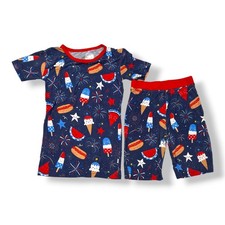 Little Sleepies Sparkle Treats 5/6 Bamboo Pajamas Patriotic Summer Americana Set