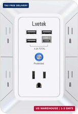 5 Outlet Extender Multi Plug Wall Outlets with 4 USB Charging Ports 1 USB C Out