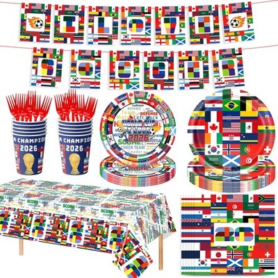 BOSINLONG World Cup Party Supplies, International Flags Theme Multicolor