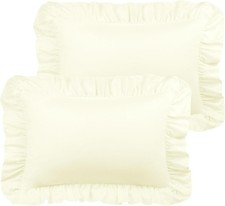 Ruffled Pillow Shams Set of 2 Soft Breathable Pillow Covers W/ Envelope Closure