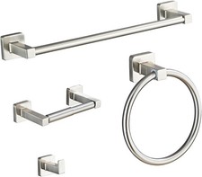 Brushed Nickel Bathroom Hardware Set 4 Pieces,Towel Bar Set Stainless Steel Wall
