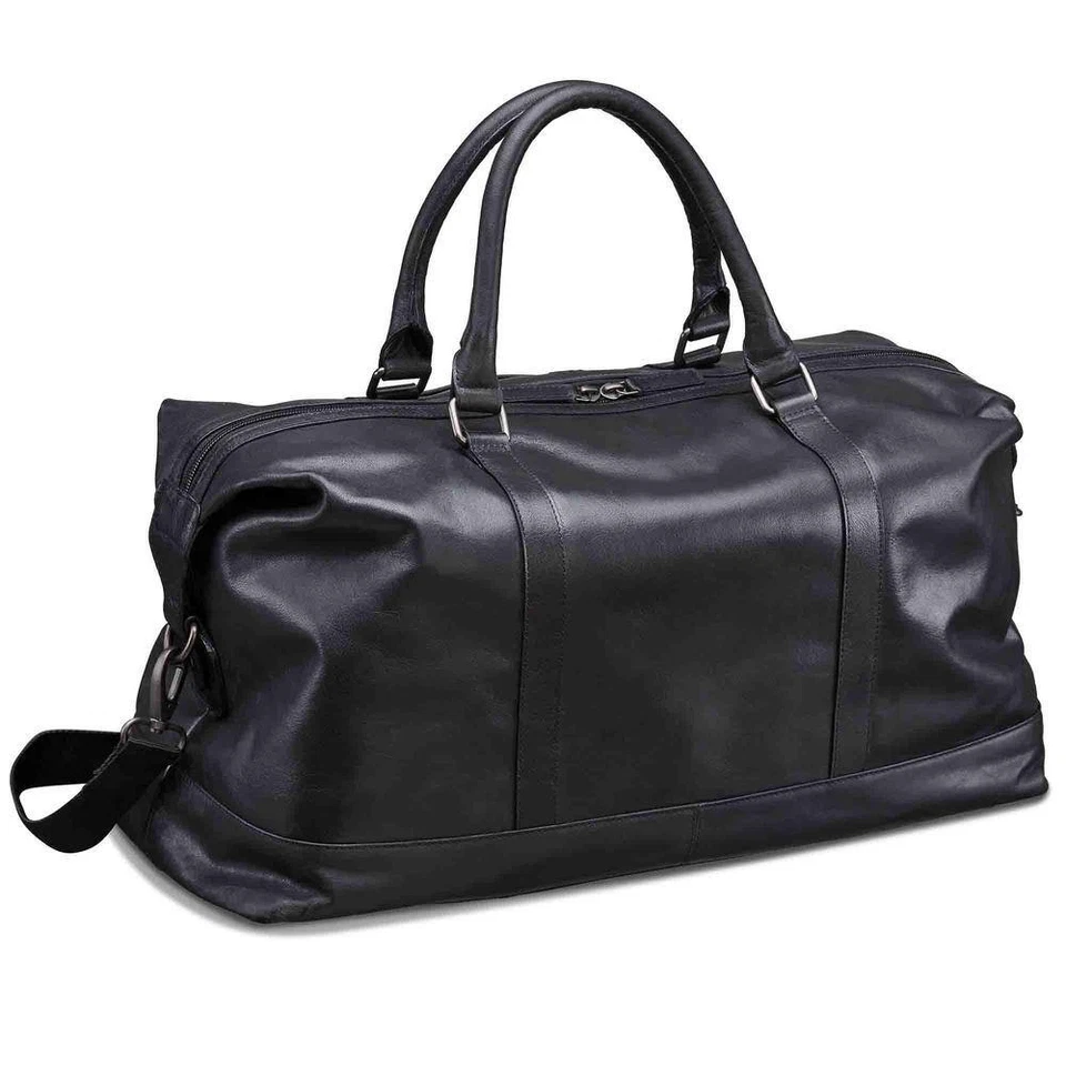 Bolso de Lona MANCINI 20" X 10" X 12" Cremallera Superior Cuero Negro con Correa Ajustable Foto 4 de 4