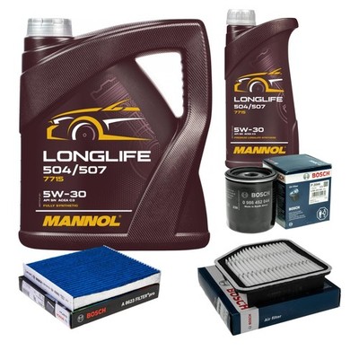 BOSCH Inspektionspaket 6L MANNOL Longlife 504/507 5W-30 für Lexus GS GRS19_