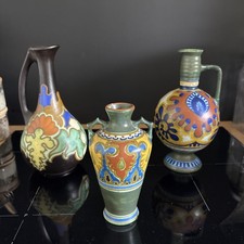 LOT DE 3 ANCIENNES FAIENCES HOLLANDE GOUDA ART DÉCO