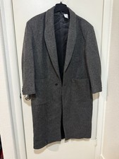 Hunting Horn J. Riggings Men's Trench Coat Grey Size M Made In USA Wool Vintage