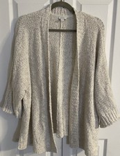 J Jill Pure Jill Cardigan Sweater Womens Large Oatmeal Open Front Cozy Boho